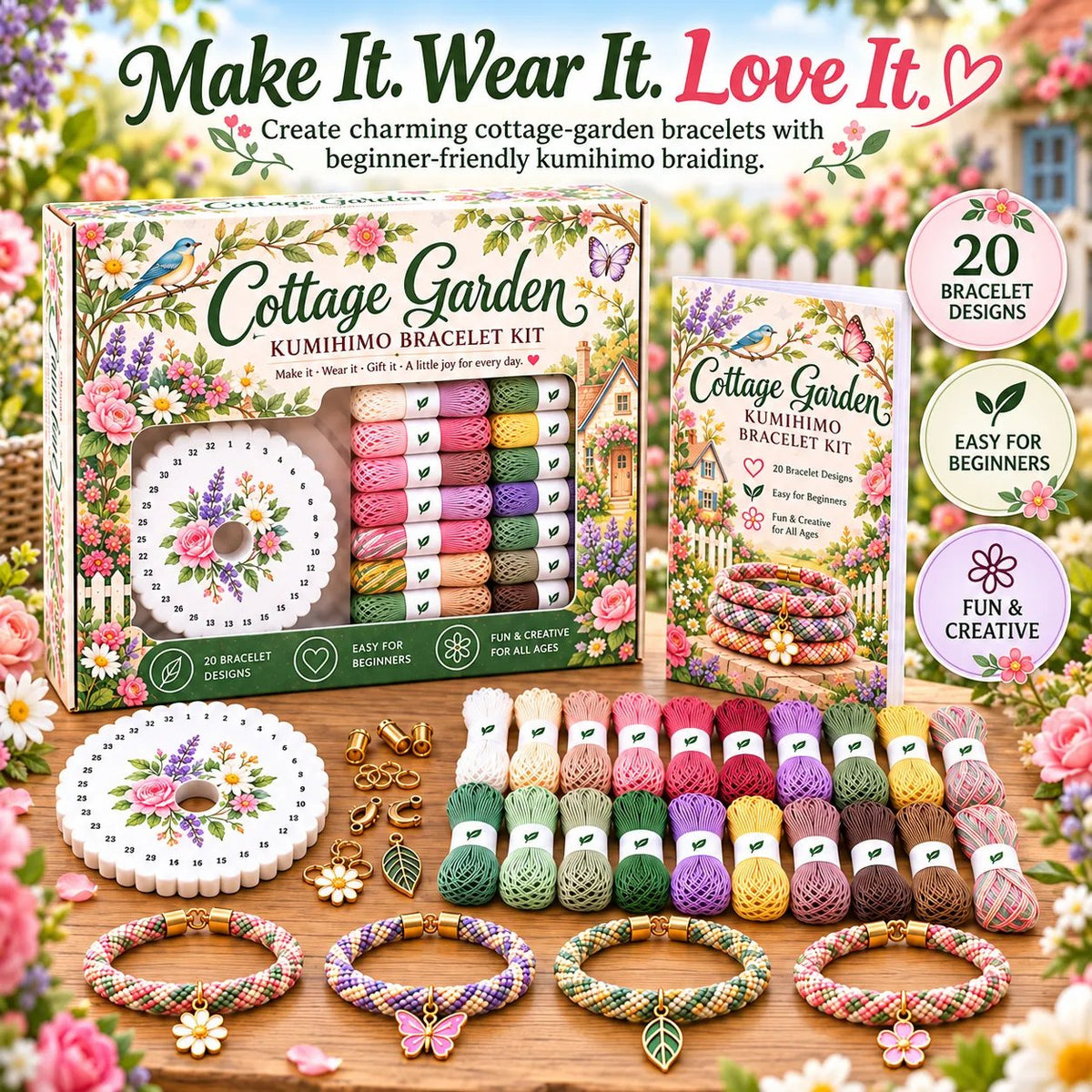 🌸Cottage Garden Kumihimo Bracelet Making Kit – DIY Braided Friendship ...